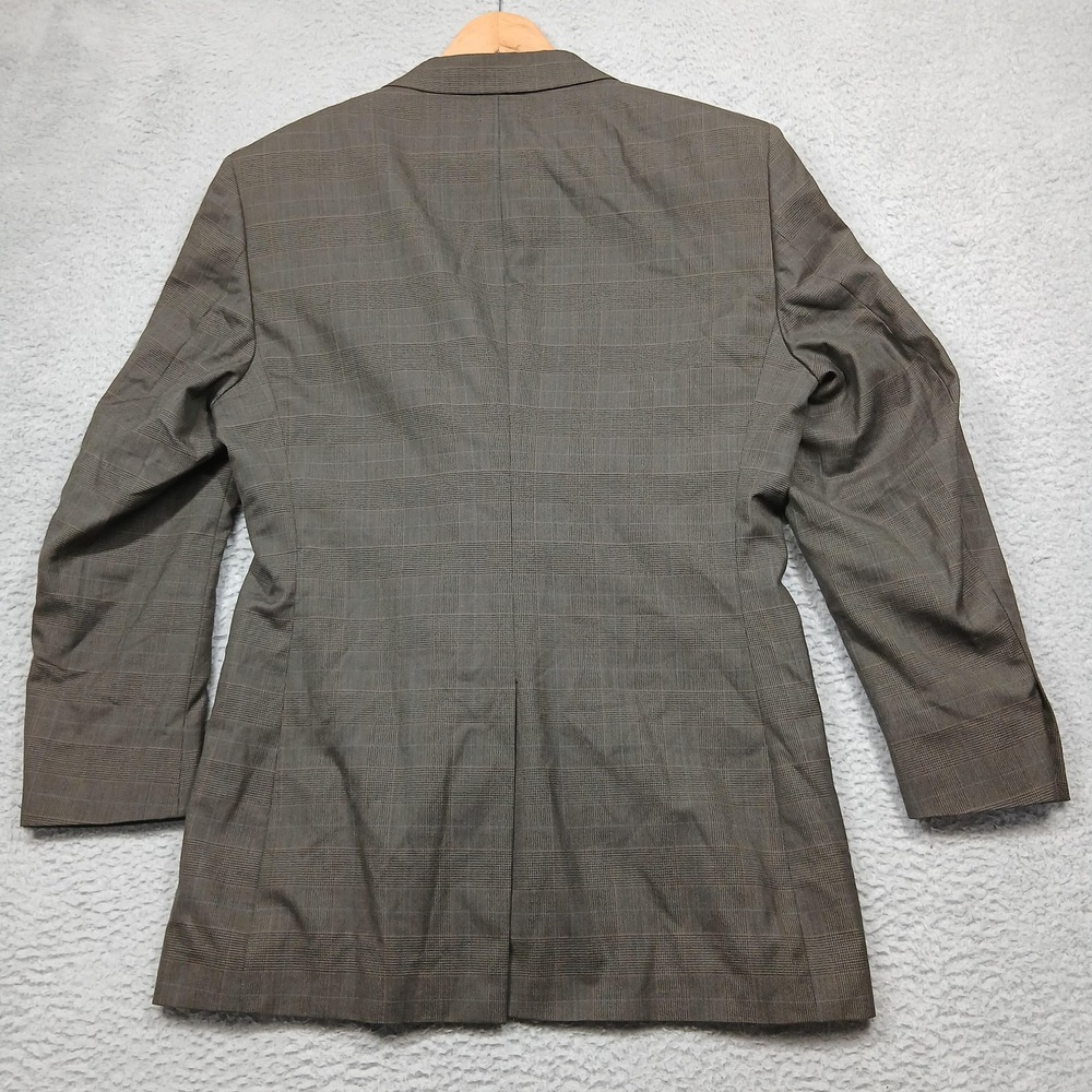 Jos A Bank Blazer Mens 43L Brown Glen Plaid Wool Two Button Notch Lapel Jacket - Picture 2 of 7